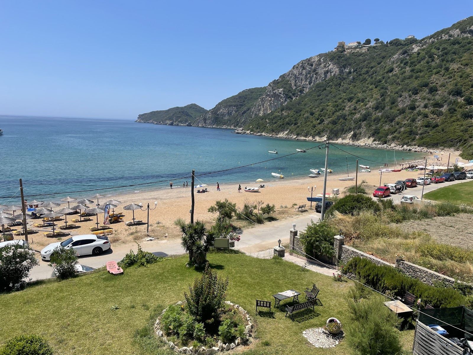 Long sandy bay at Agios Georgios Pagon on the northwest coast of Corfu