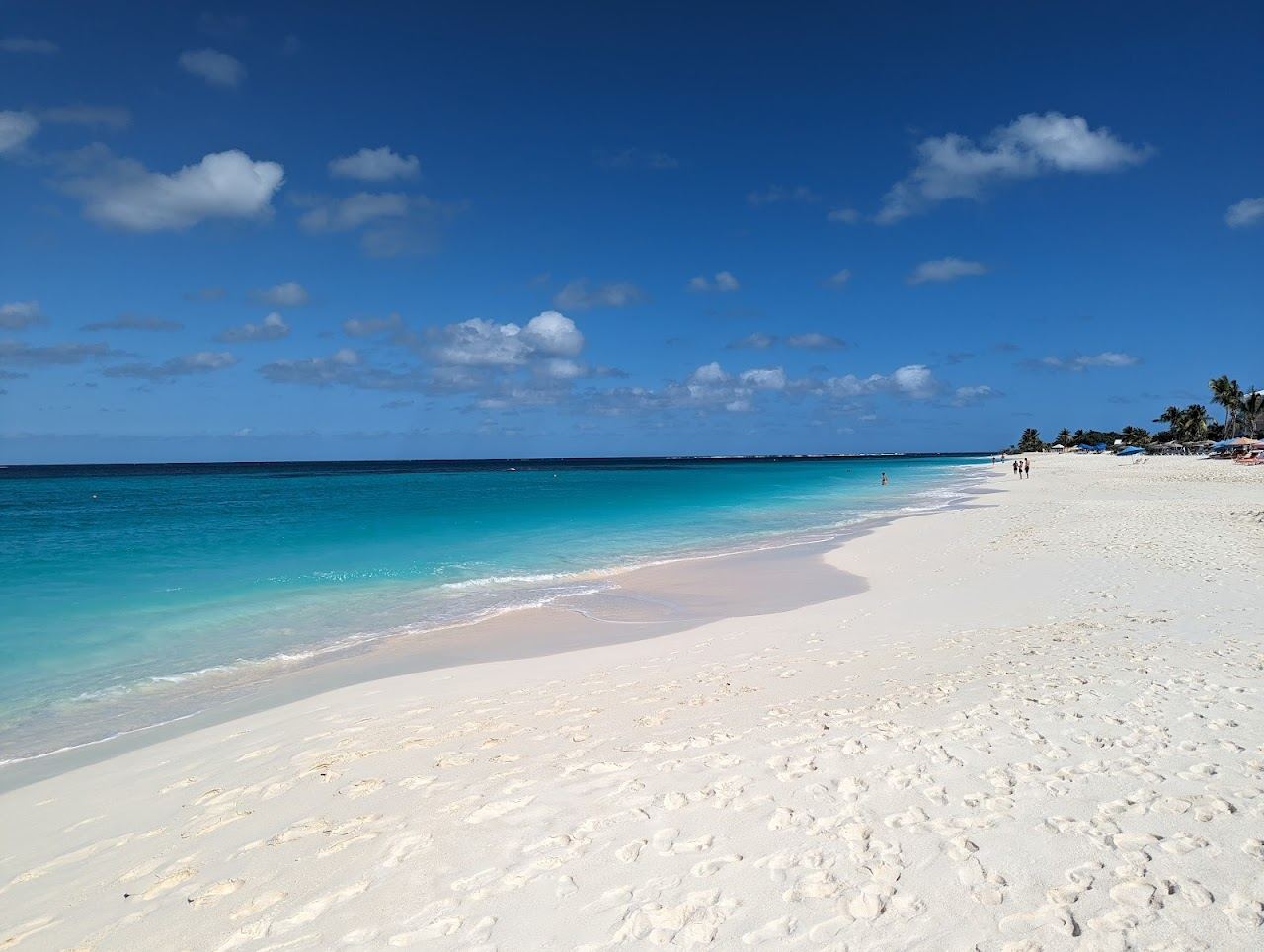 Powder white sand and glowing turquoise water on a beach in Anguilla