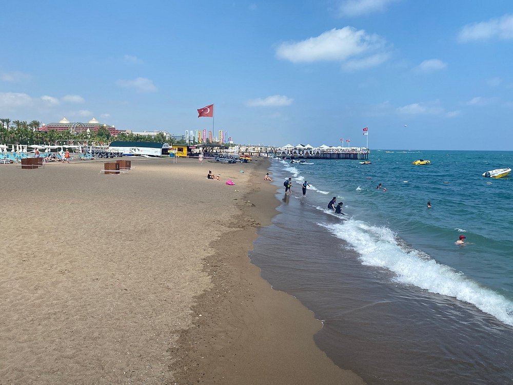 Warm calm sea and clear sky on the Antalya coast in summer