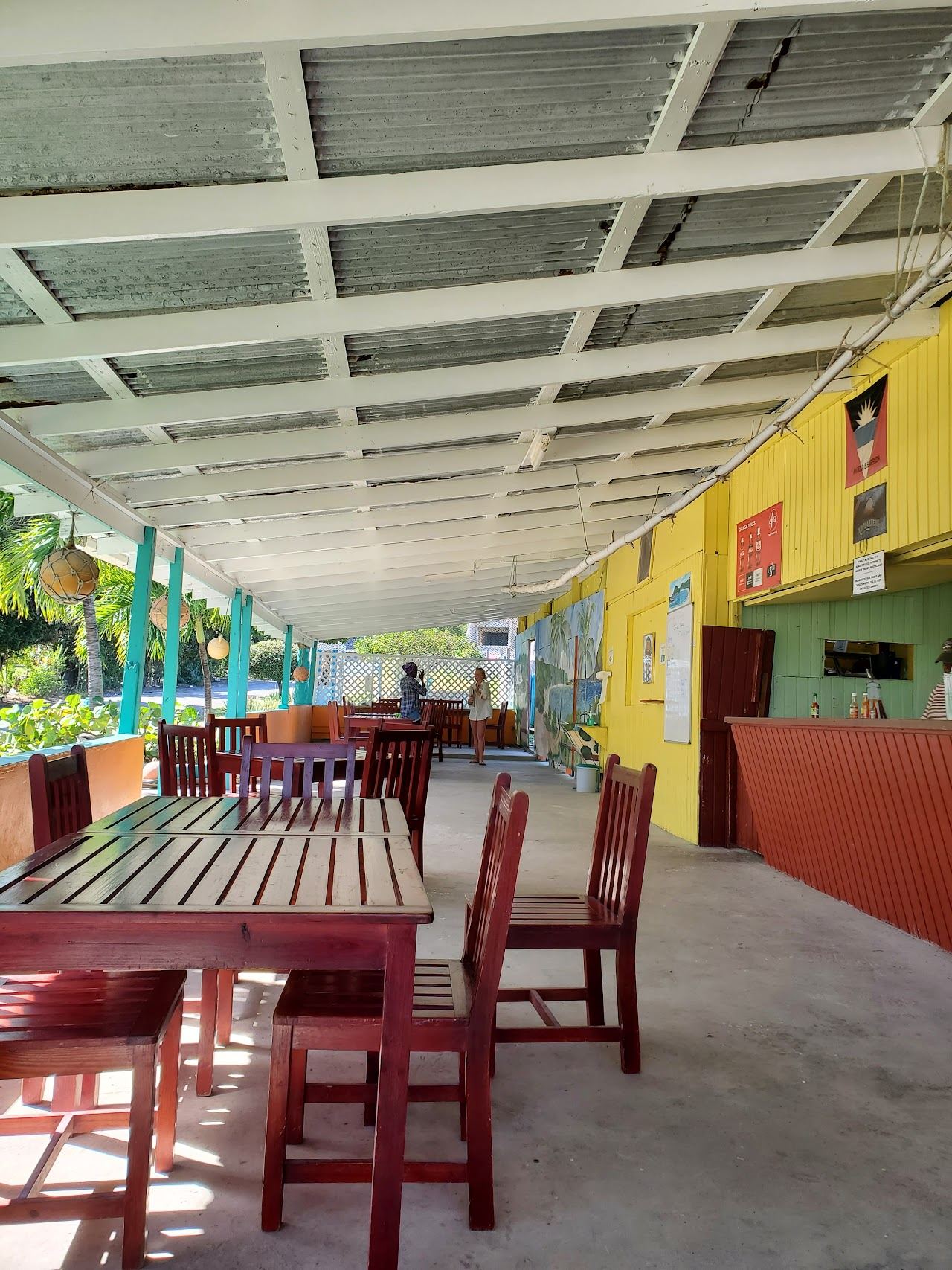 The simple beach bar shack at Half Moon Bay on the Atlantic coast of Antigua