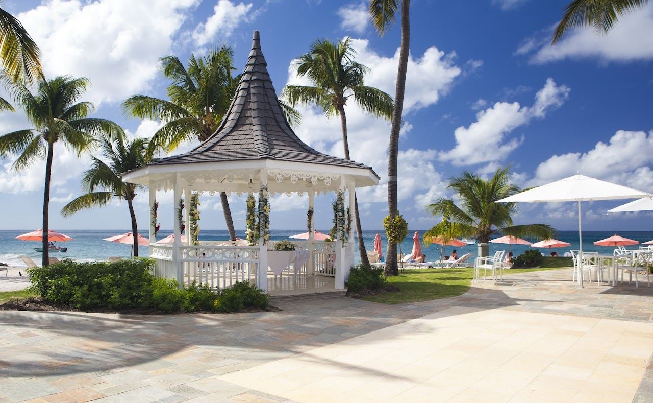 The beach and wellness pavilions at The BodyHoliday at Cariblue Beach St Lucia
