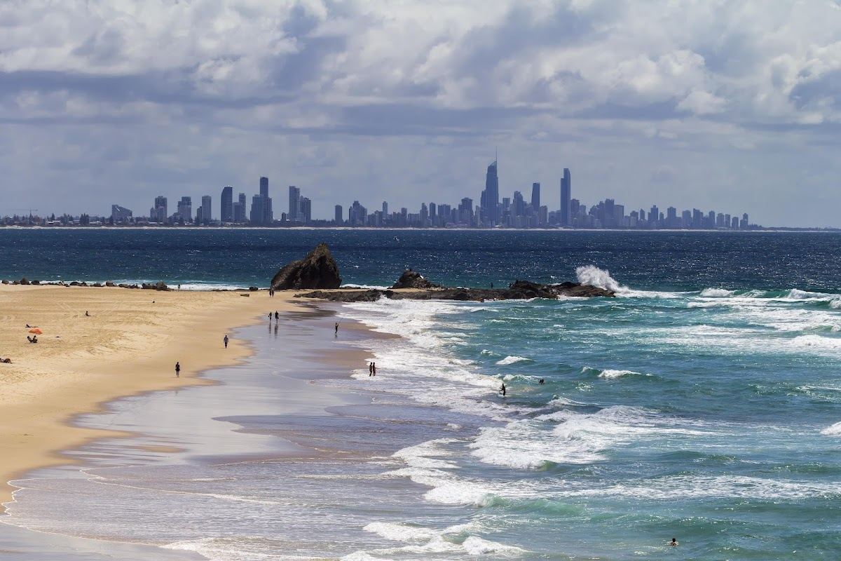 The estuary alley and elephant rock headland at Currumbin on the Gold Coast