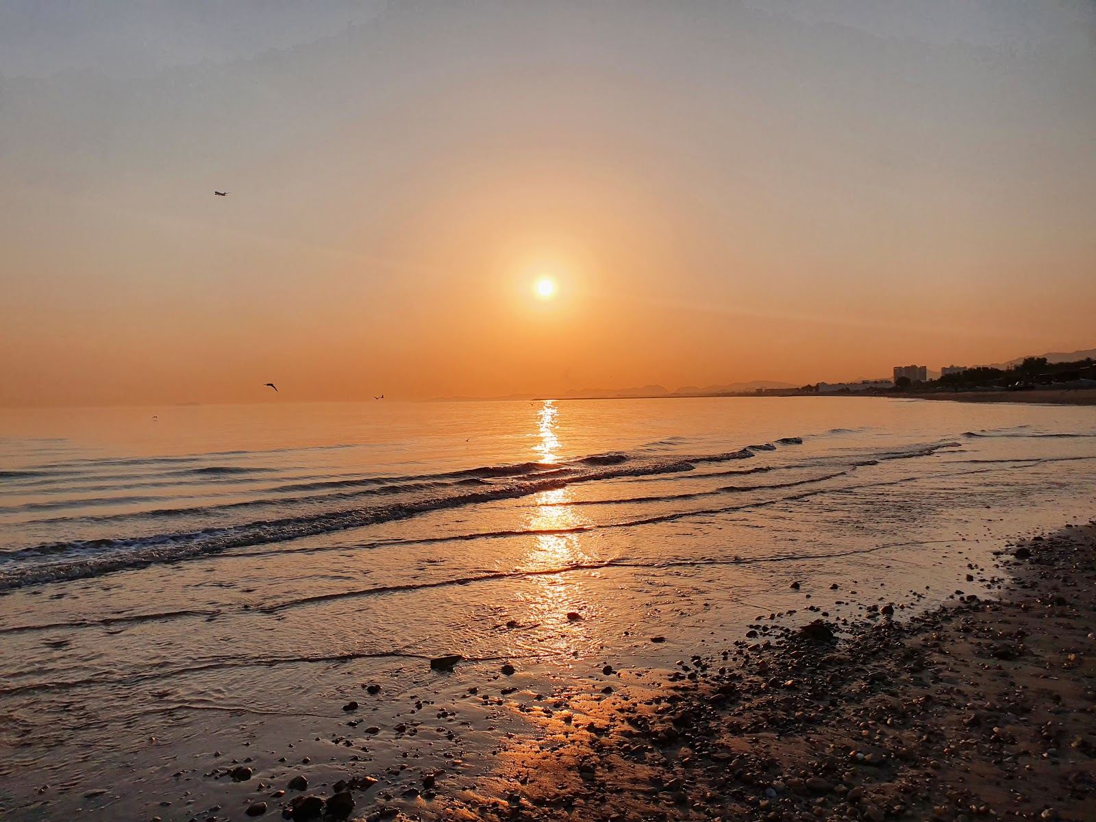 Long open city beach at Azaiba near Muscat