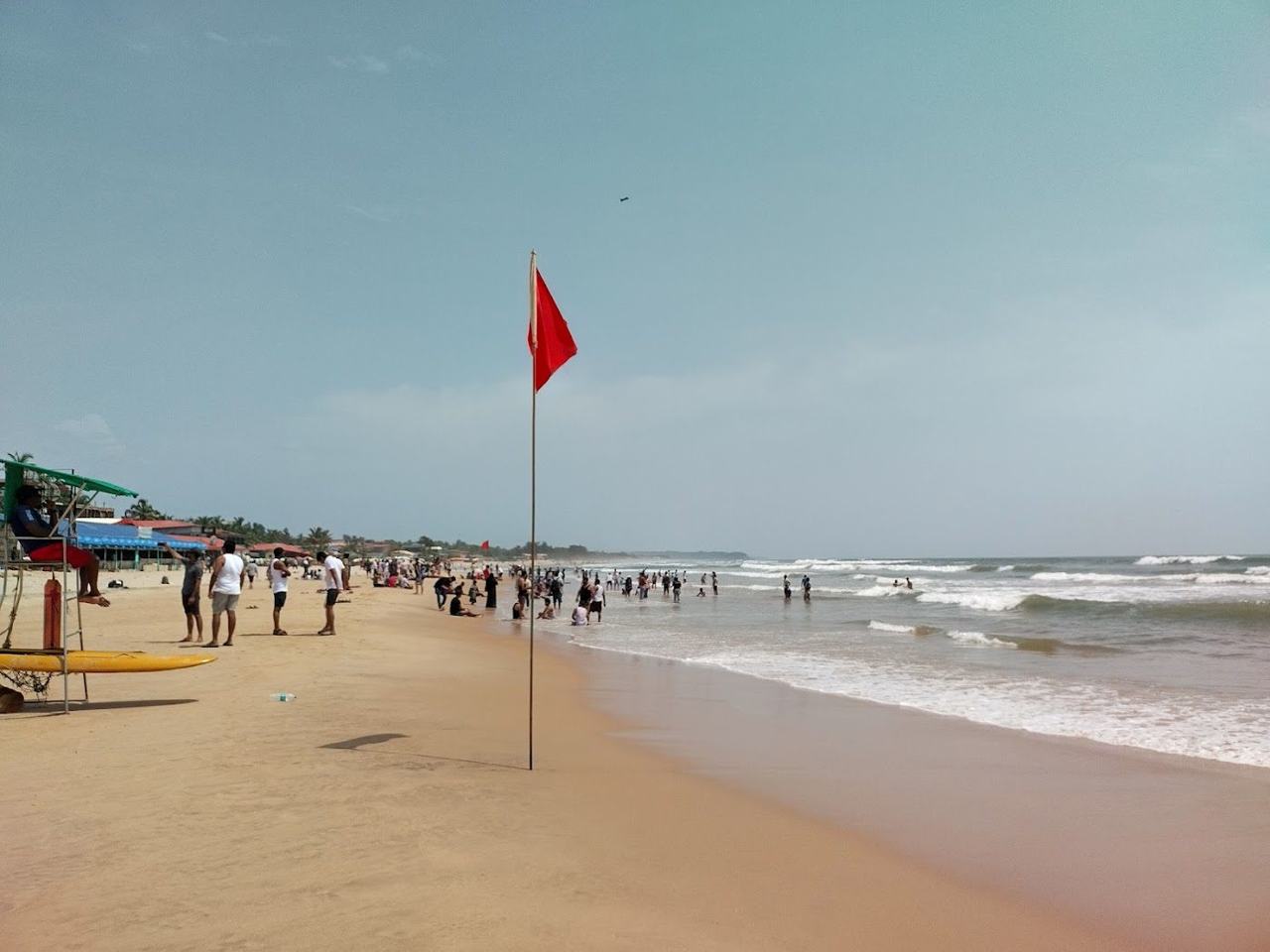 Busy sand and shacks along Baga Beach in north Goa