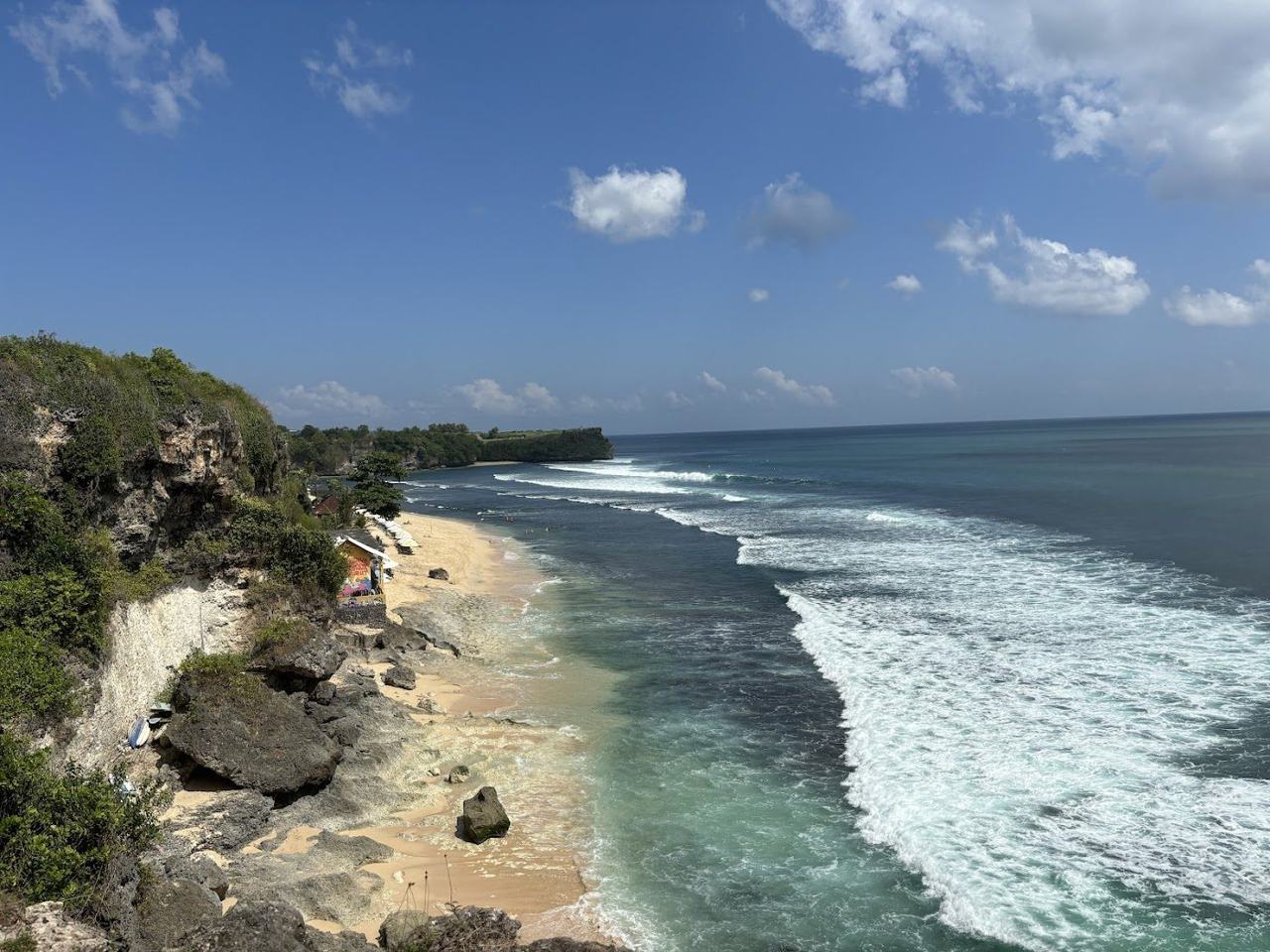 Surf and cliffs at Balangan Beach in Bali