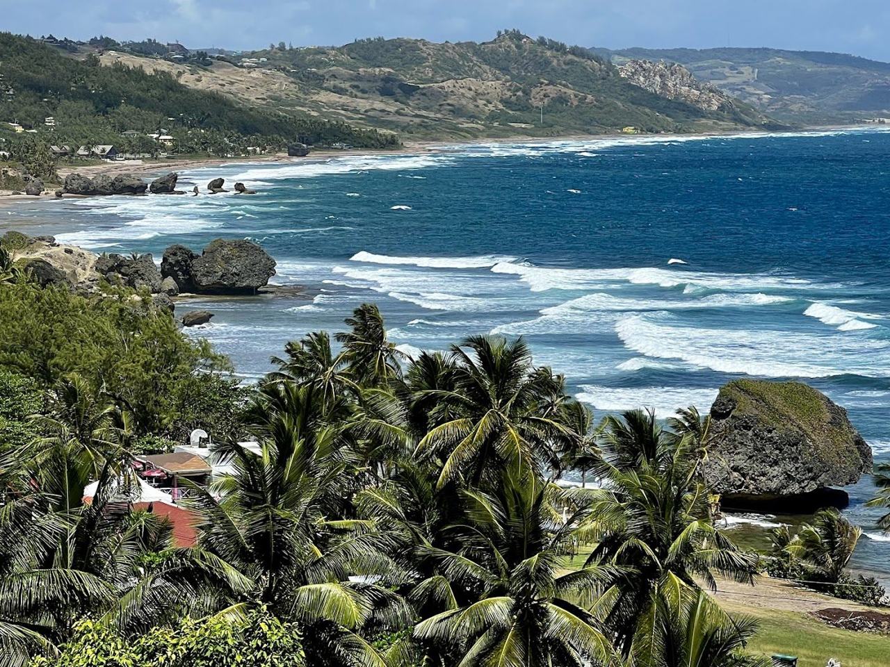 Tide pools among the boulders along the Bathsheba shore on the Barbados east coast
