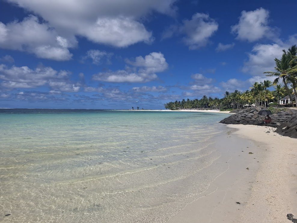 Belle Mare beach in Mauritius, a long stretch of white sand and a turquoise lagoon on the east coast