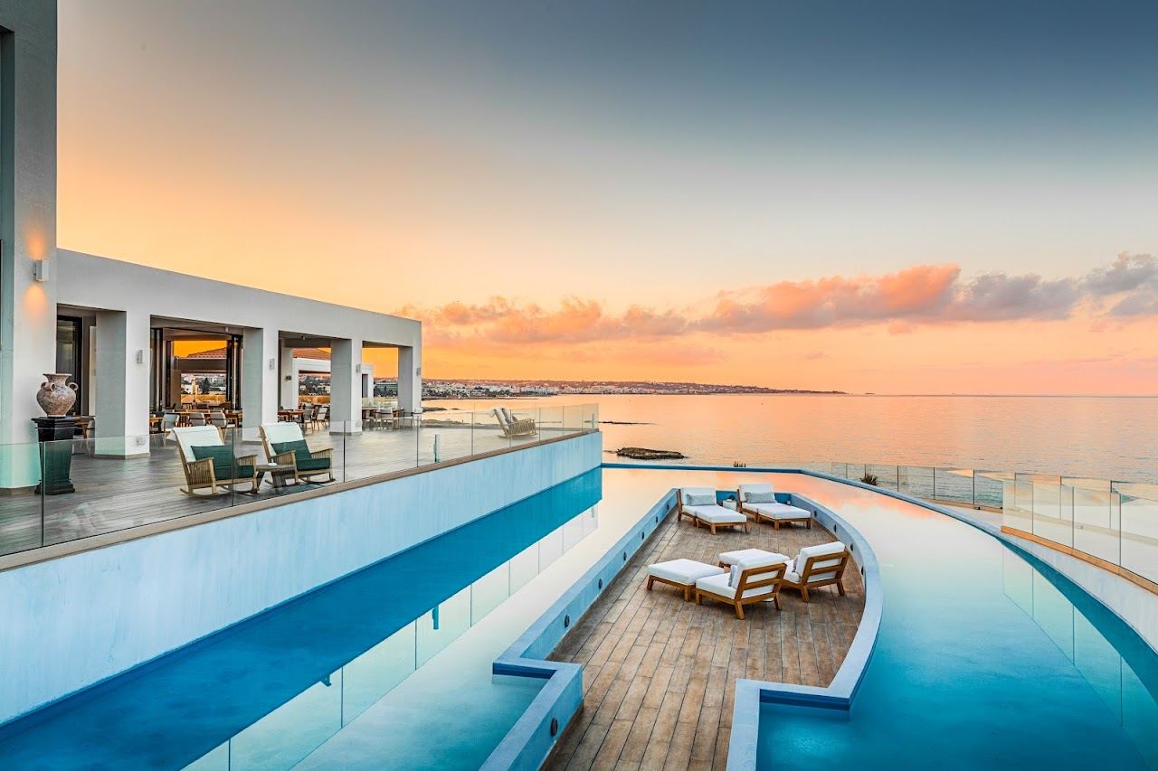 The Abaton resort beachfront on the Anissaras coast near Hersonissos, Crete