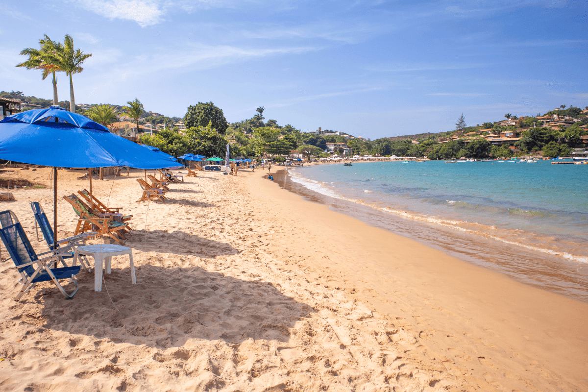 The calm clear horseshoe bay of Ferradura beach in Buzios