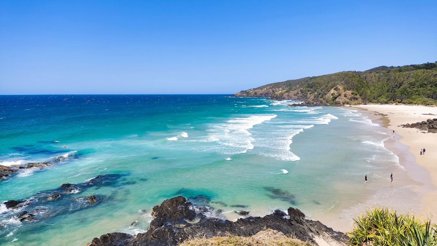 The secluded rock framed cove of Kings Beach near Broken Head south of Byron Bay, New South Wales, Australia