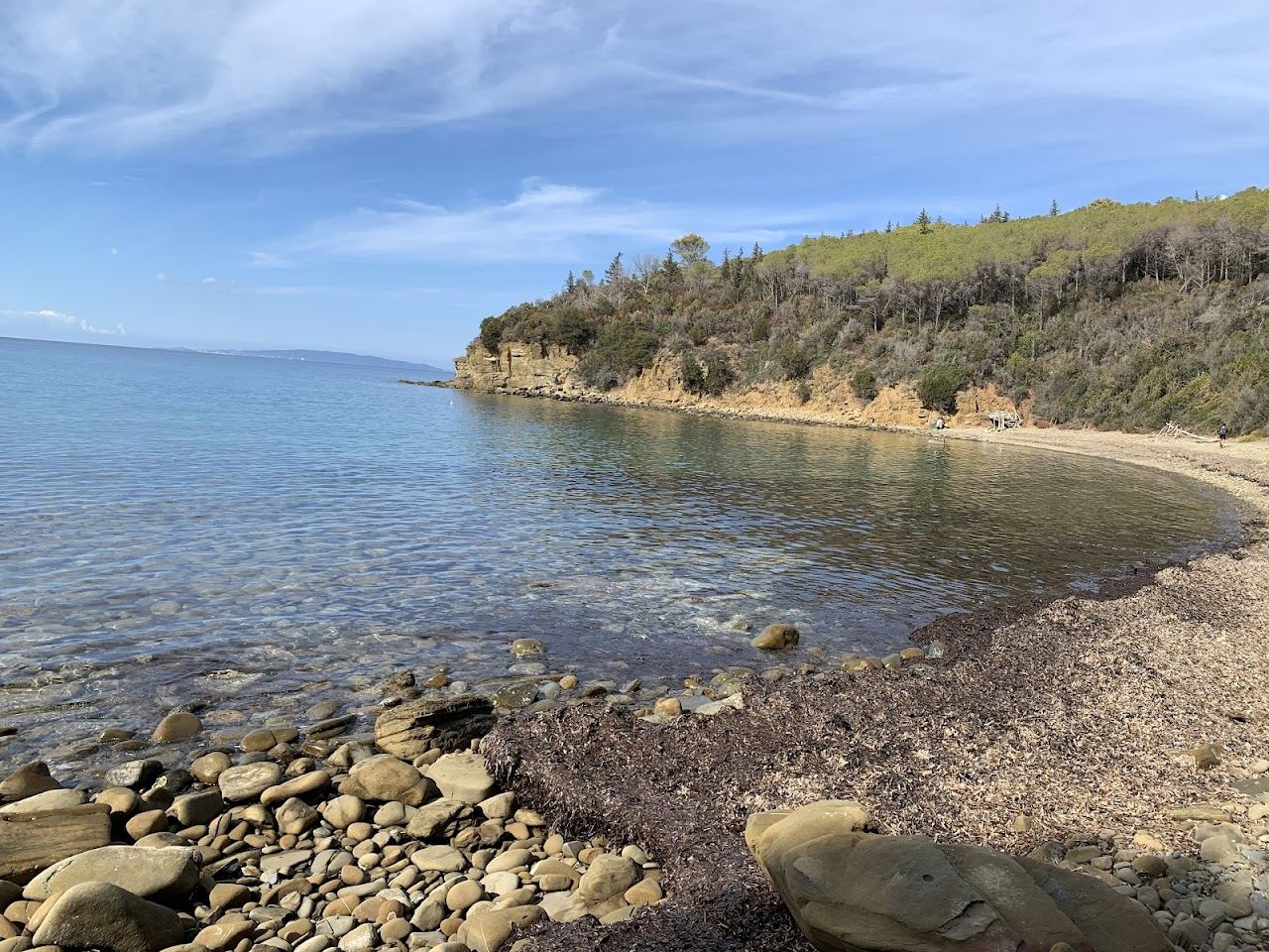 The wild cove and clear water of Cala Martina in the Bandite di Scarlino reserve on the Gulf of Follonica in Tuscany