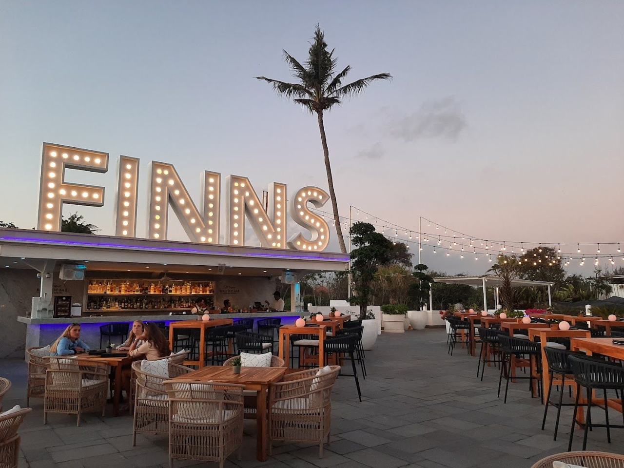 Large pool and daybeds at Finns Beach Club in Berawa Canggu