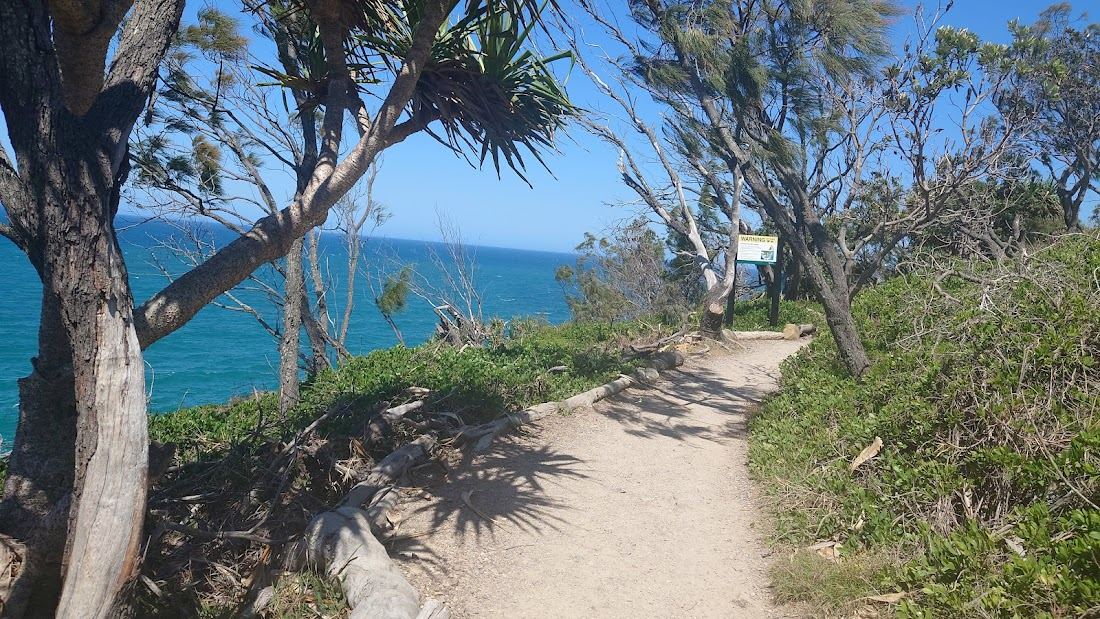 The wide empty stretch and coastal bushland behind Castaways Beach