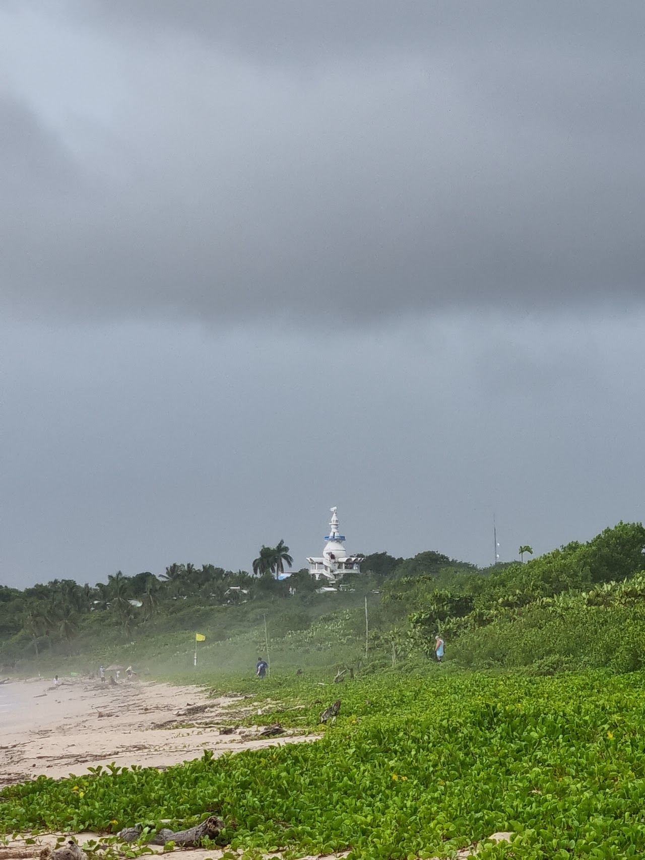 A long golden surf beach backed by greenery at Playa Guiones near Nosara