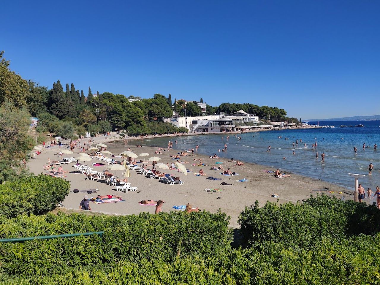 The shallow sandy city beach of Bacvice in Split