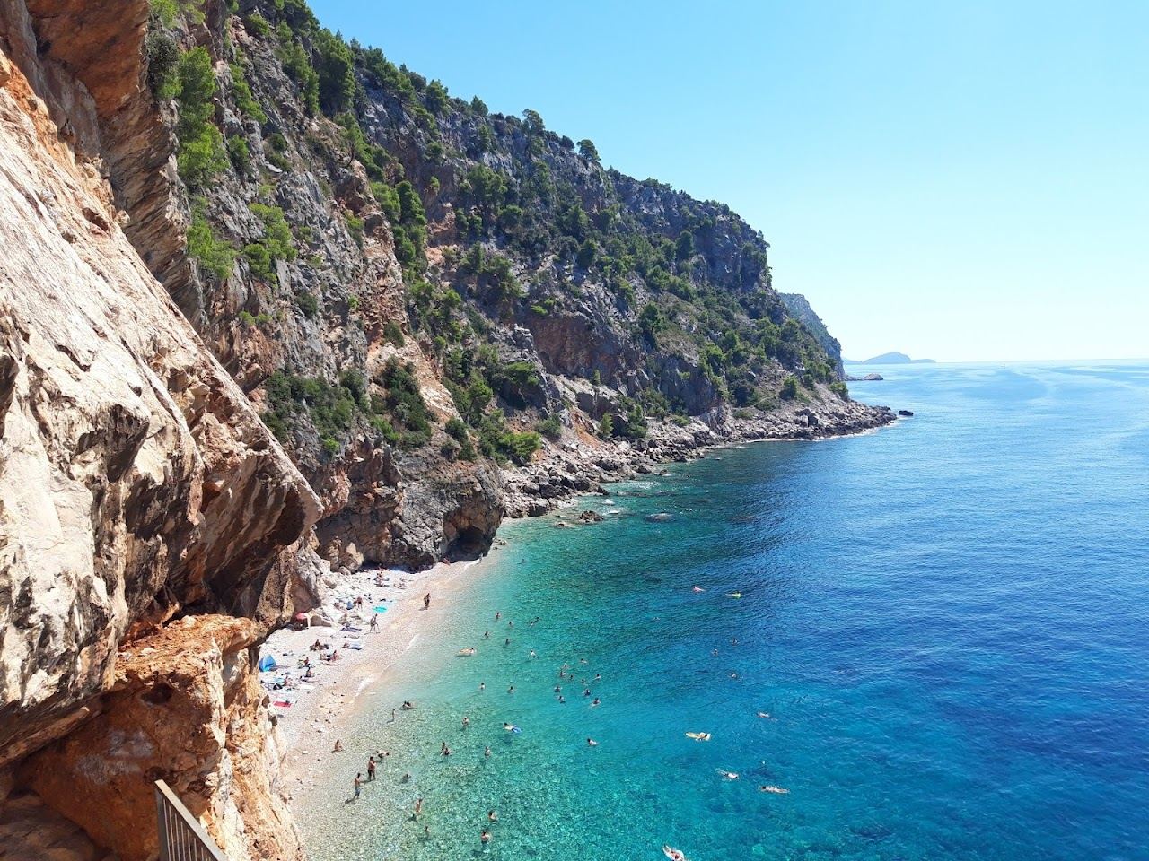 The cliff backed beach of Pasjaca south of Dubrovnik