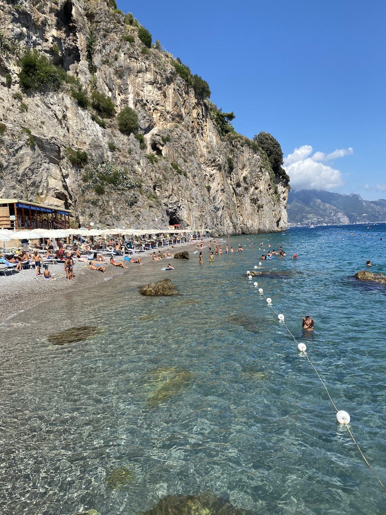 Duoglio beach in a cliff backed cove west of Amalfi