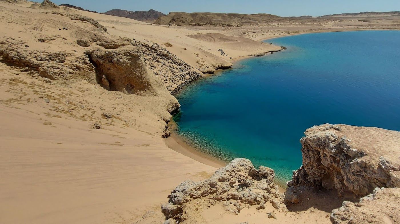 The Red Sea reef and desert shore at Ras Mohammed National Park near Sharm el Sheikh, Egypt