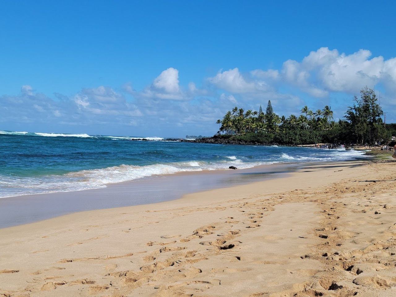 Ehukai Beach Park sand fronting the Banzai Pipeline surf break on Oahu