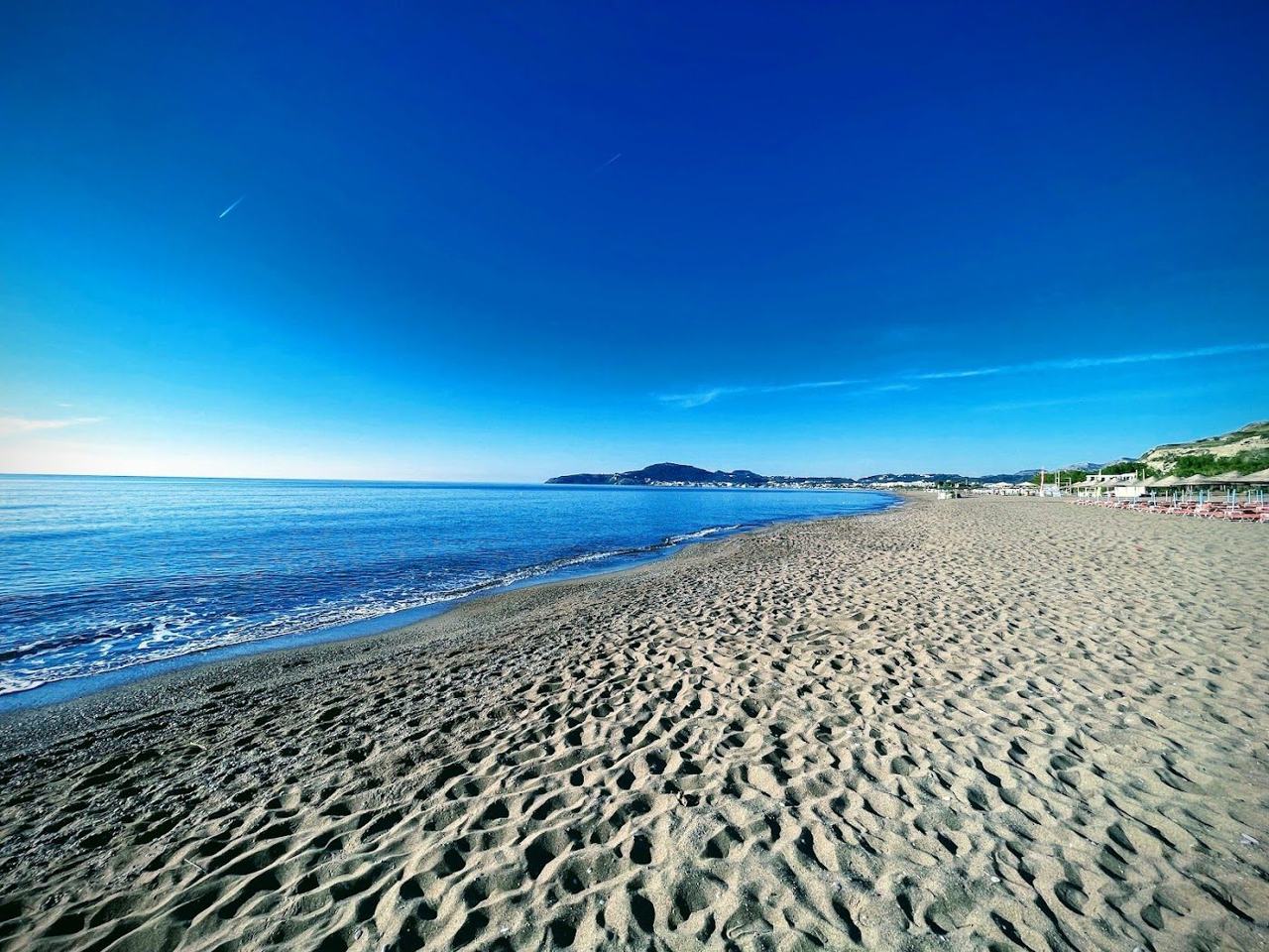 Faliraki beach on the coast of Rhodes in Greece