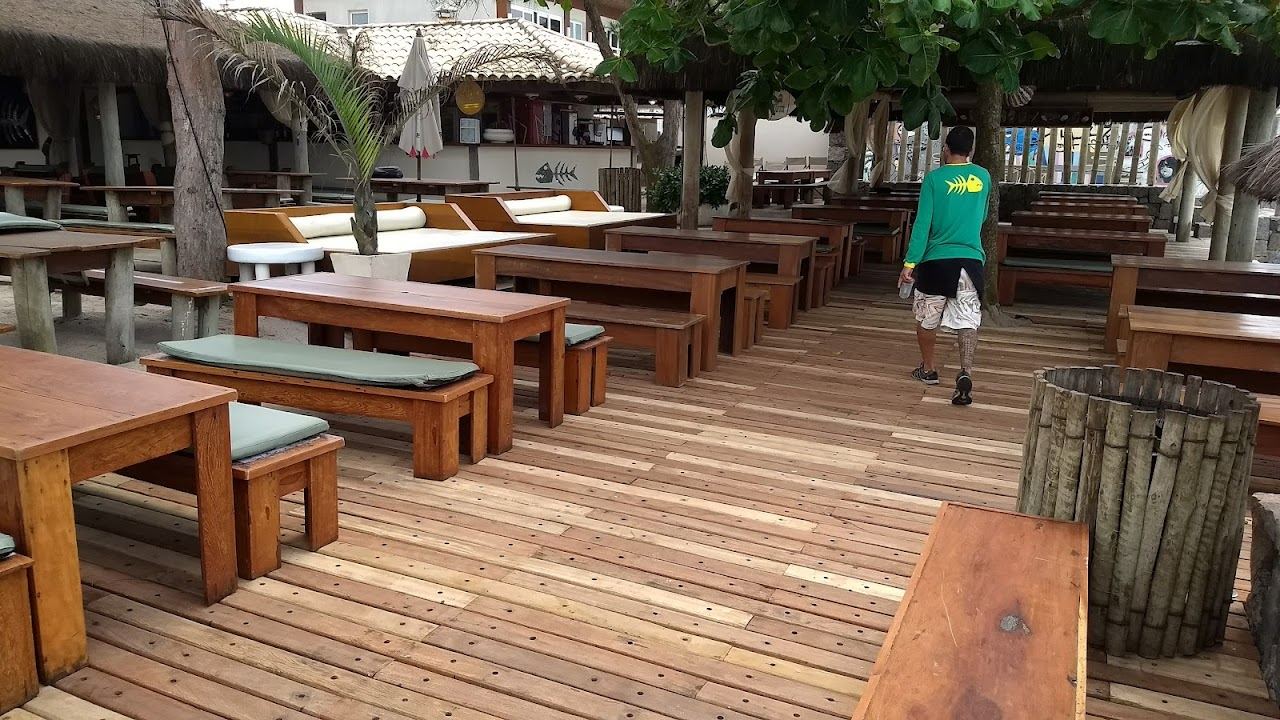 Loungers and umbrellas at the Fishbone Beach Club on Geriba Beach in Buzios