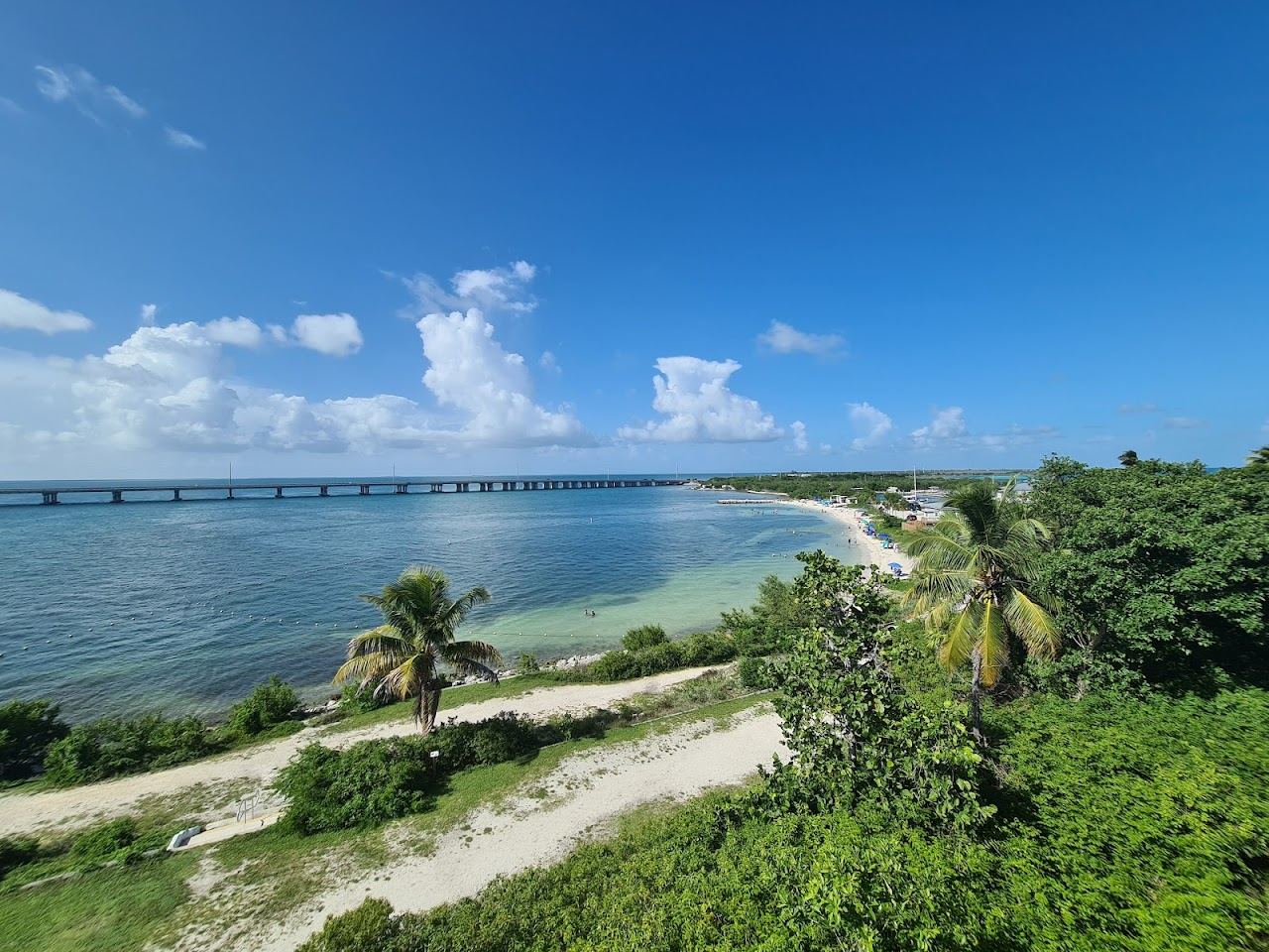 The clear turquoise water and natural sand of Bahia Honda State Park beach in the Florida Keys