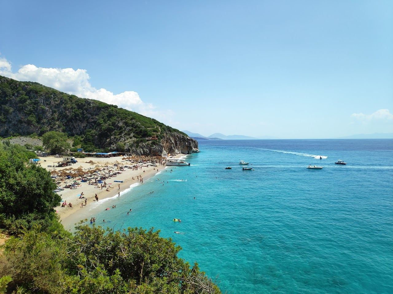The pebble cove of Gjipe at the mouth of its canyon on the Albanian Riviera