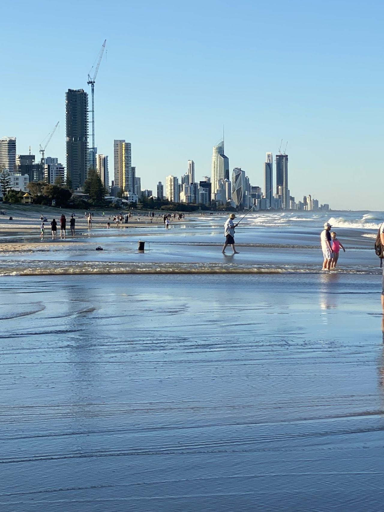 The wide open surf beach and low rise frontage at Mermaid Beach on the Gold Coast