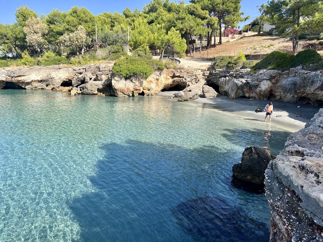 Fine grey sand and shallow clear water at Gradakia cove near Lassi in Kefalonia