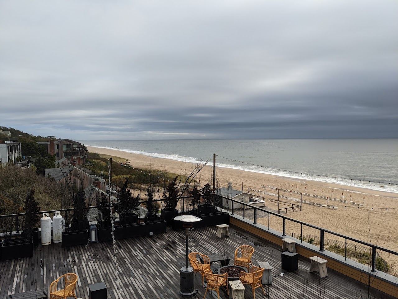 The wide private ocean beach below Gurney's Montauk with the Atlantic beyond