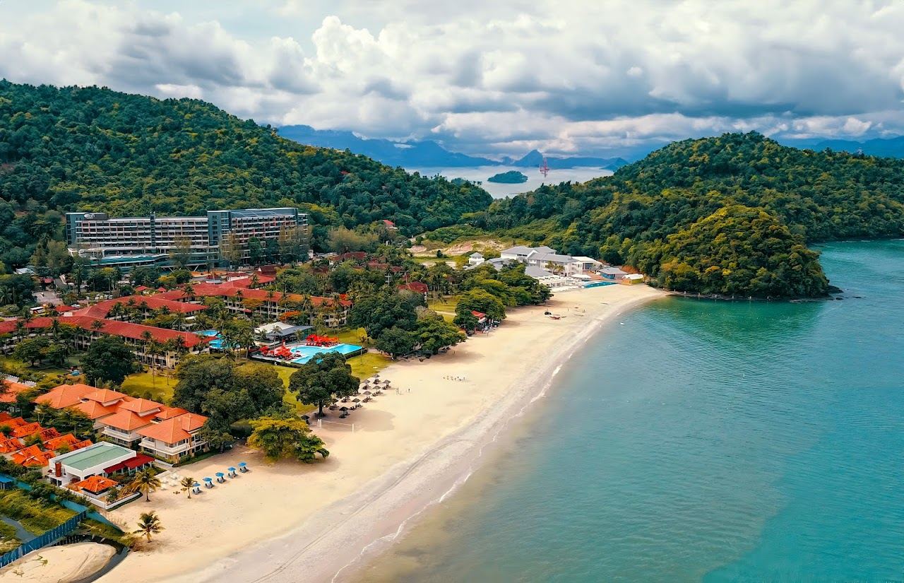 Beachfront pool and gardens at Holiday Villa Resort and Beachclub on Pantai Tengah in Langkawi
