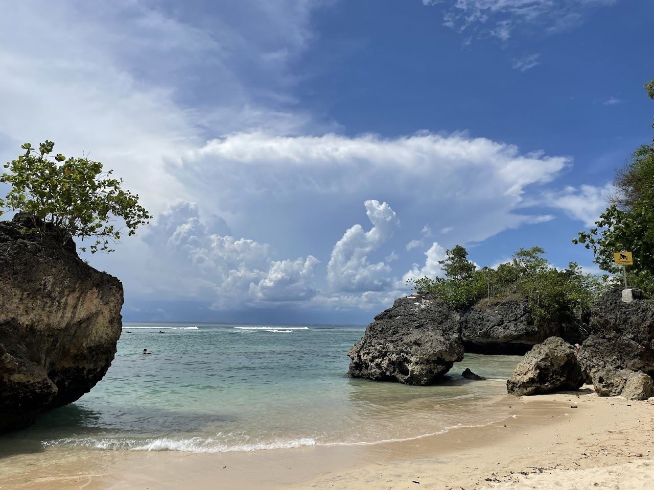 Padang Padang Beach reached through the rocks at Uluwatu, Bali