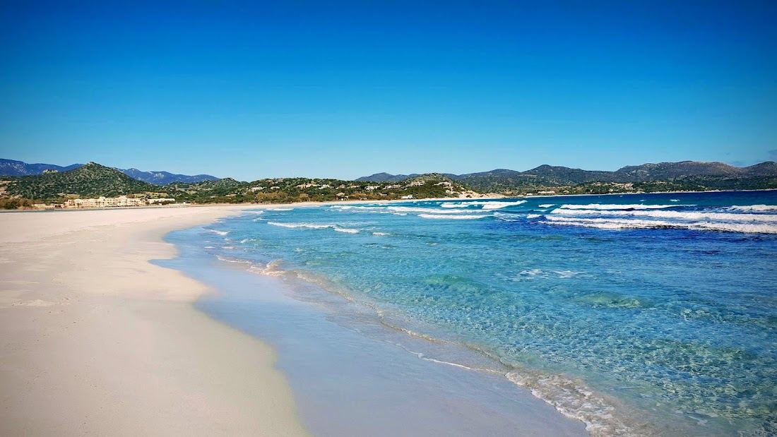 Porto Giunco in Villasimius, Sardinia with clear water and sand