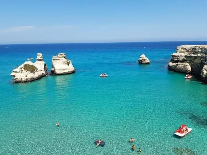 Torre dell'Orso in Melendugno, Puglia with clear water and sand