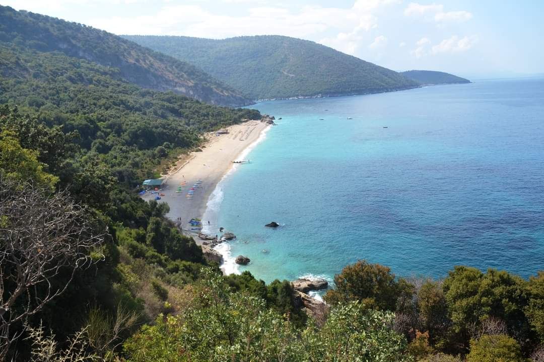 The wild open bay of Krorez north of Saranda on the Albanian Riviera