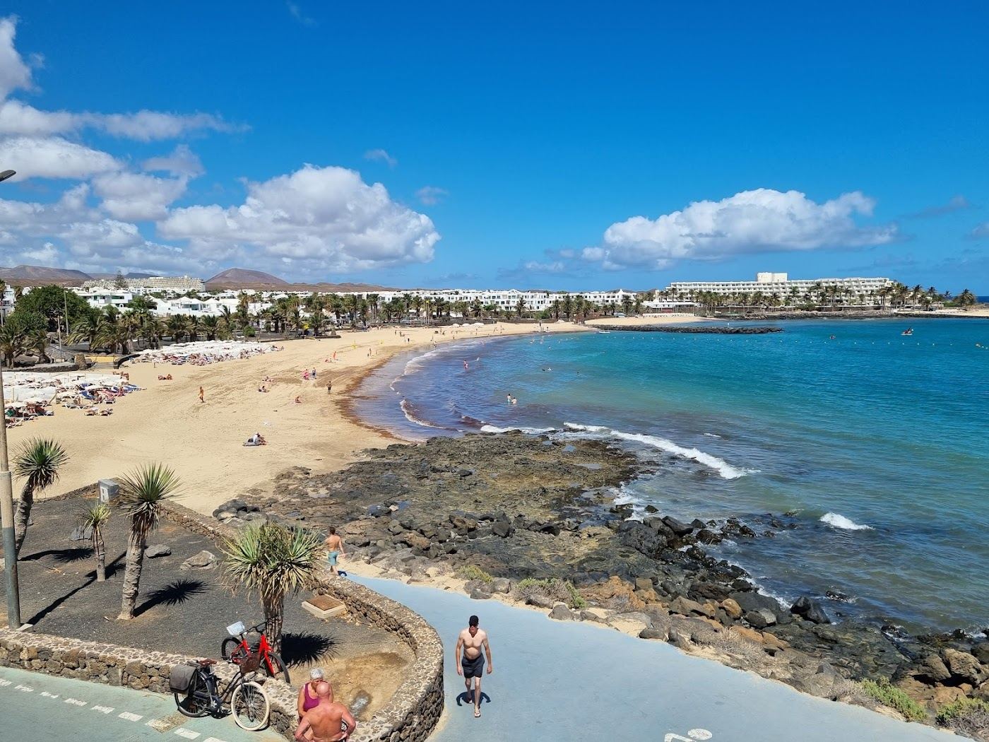 Golden windsurf beach at Las Cucharas in Costa Teguise, Lanzarote