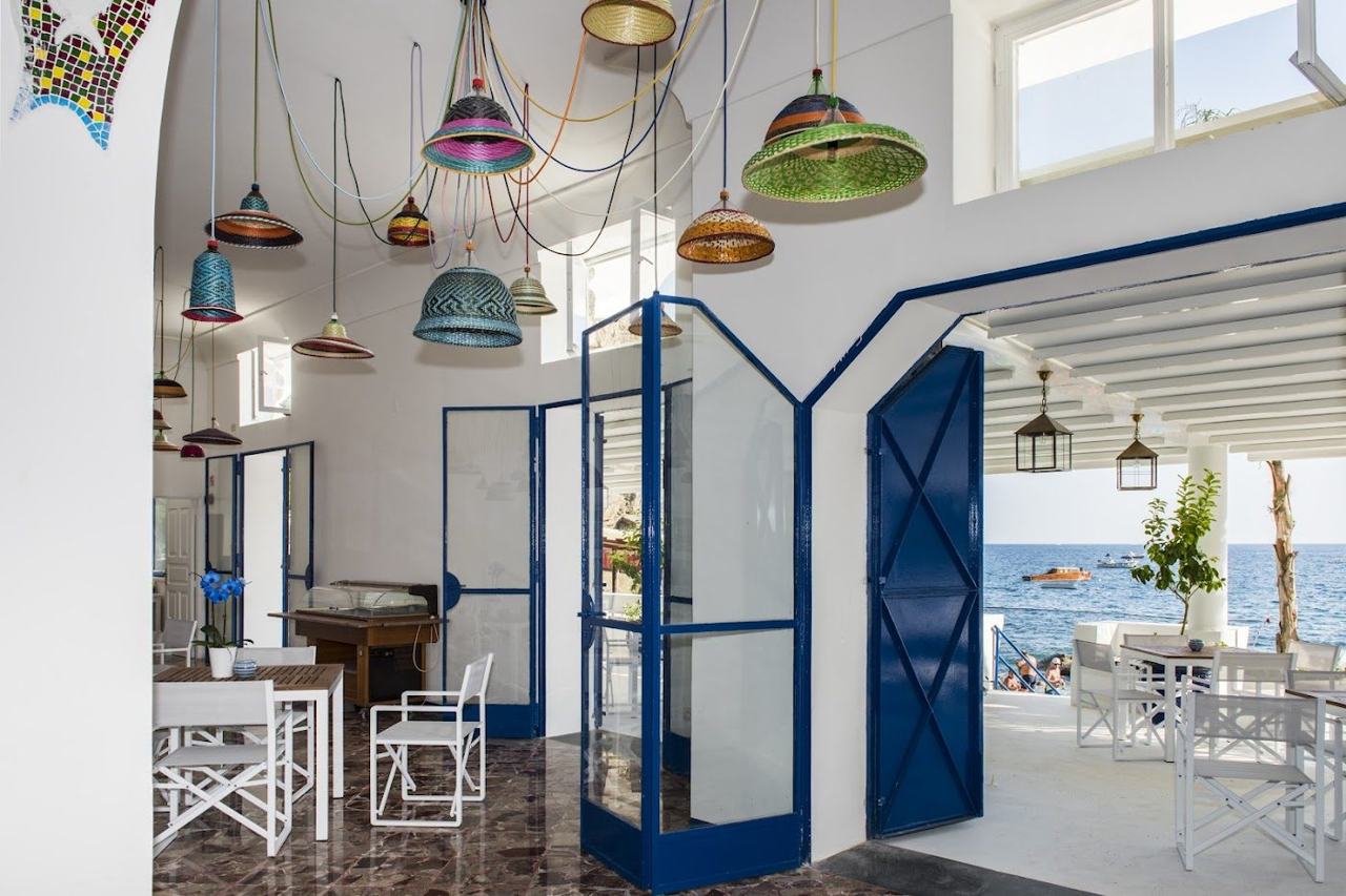 Laurito beach cove east of Positano with its rustic beach restaurants