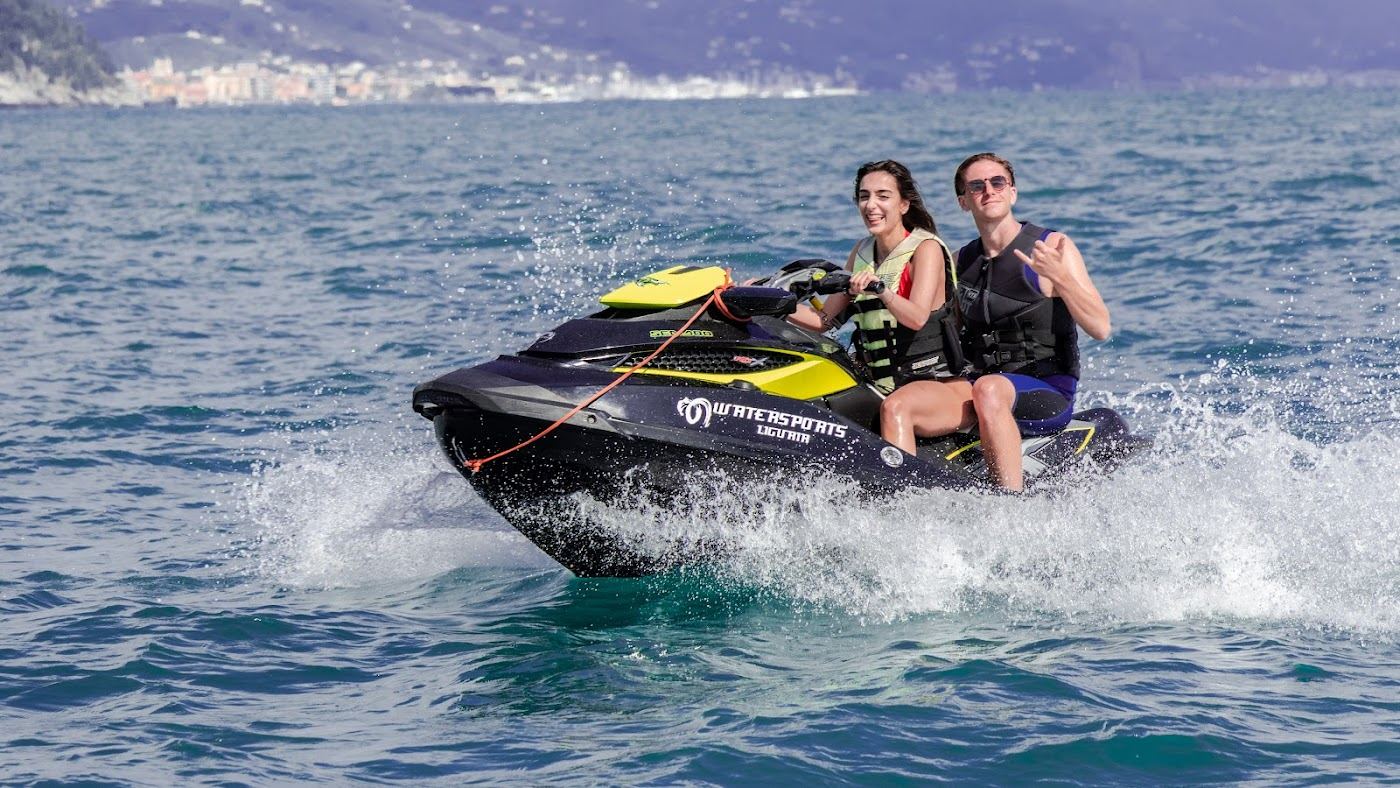 Open water and beach suited to watersports on the Liguria coast in Italy