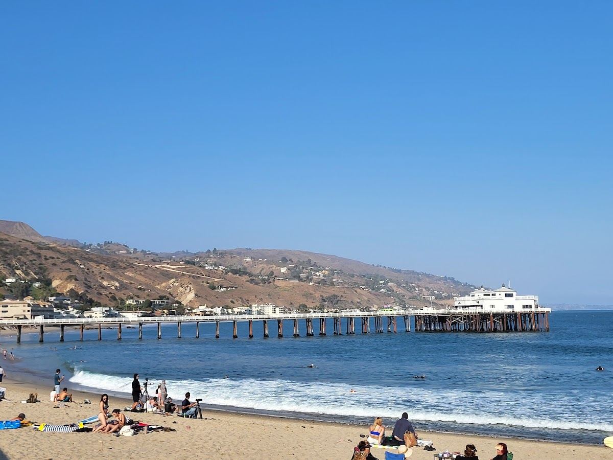 The point break and pier at Surfrider Beach in Malibu