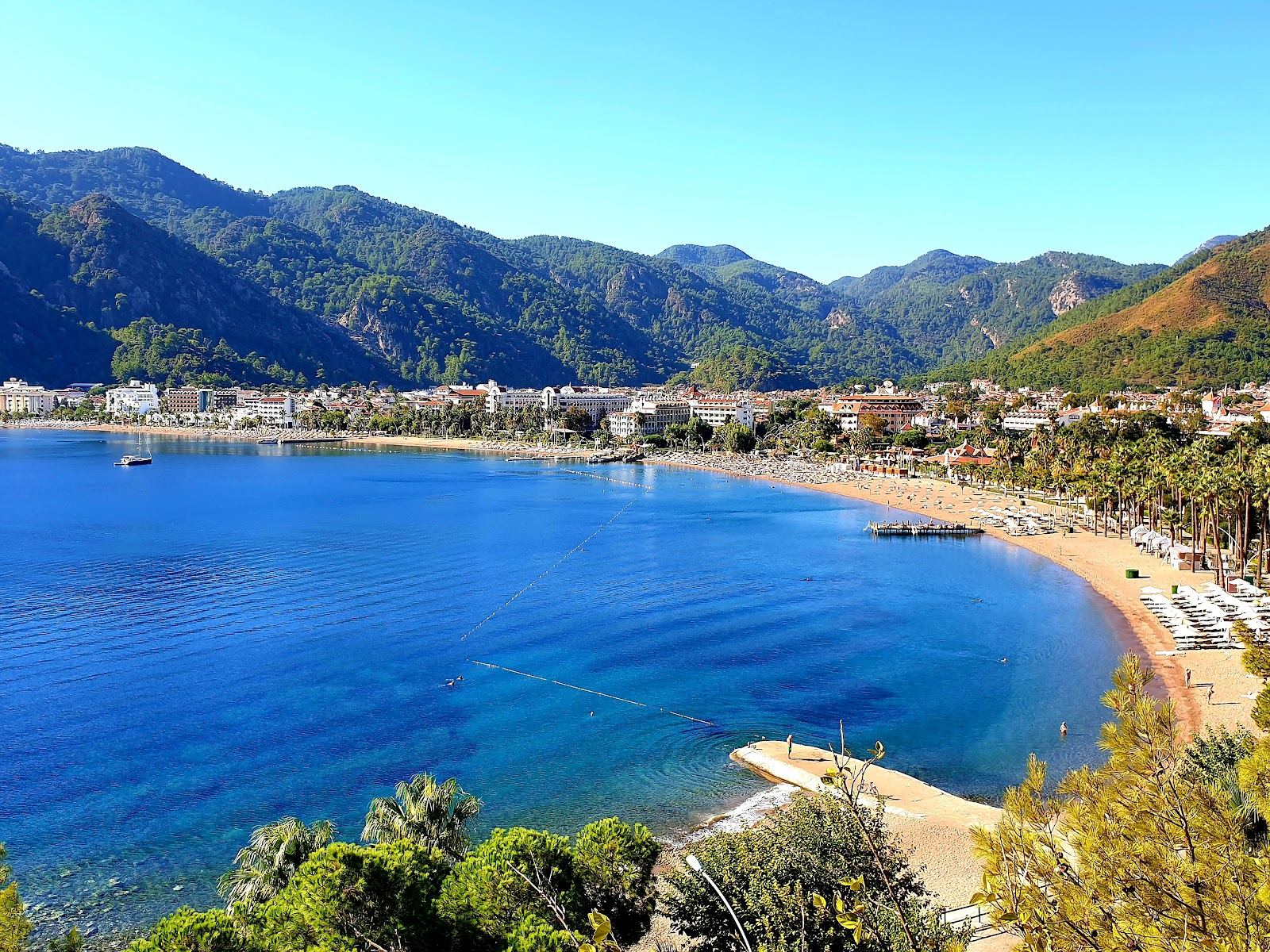 Pine backed bay with clear water at Icmeler near Marmaris
