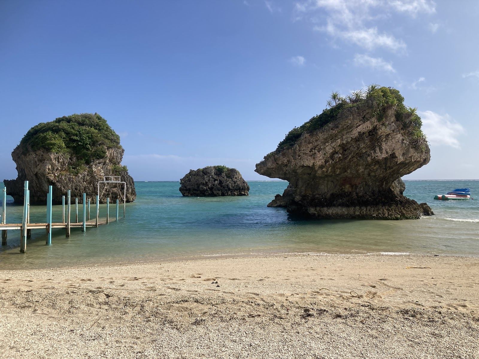 The shallow reef flat and tide pools of Mibaru Beach in Nanjo, southern Okinawa