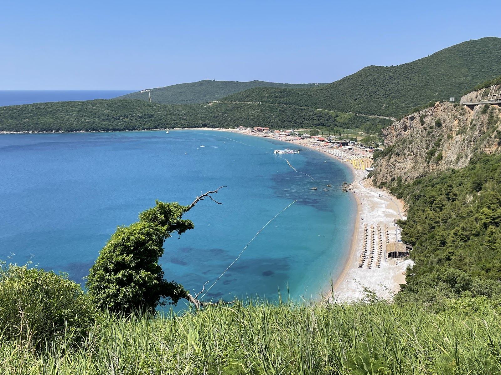 The long open sweep of Jaz Beach near Budva on the Montenegro coast