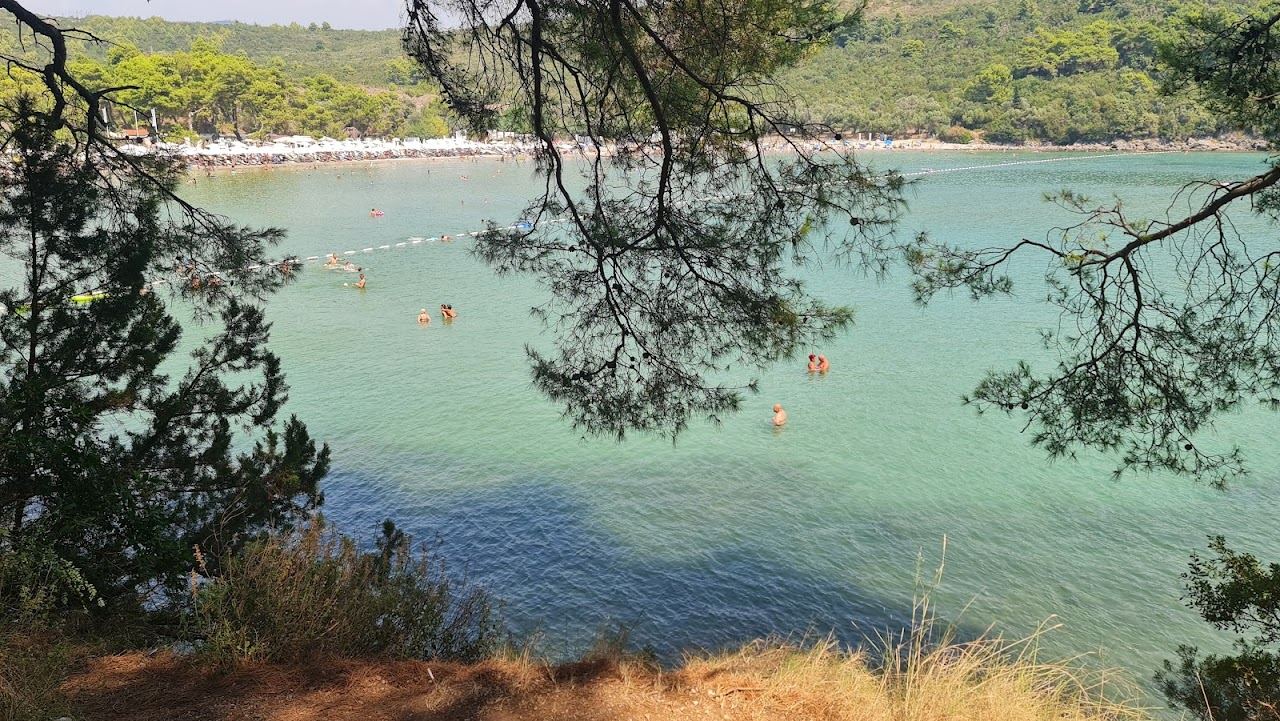 The sheltered Boka Bay coast near Djurasevici and Solila with hills rising behind the water
