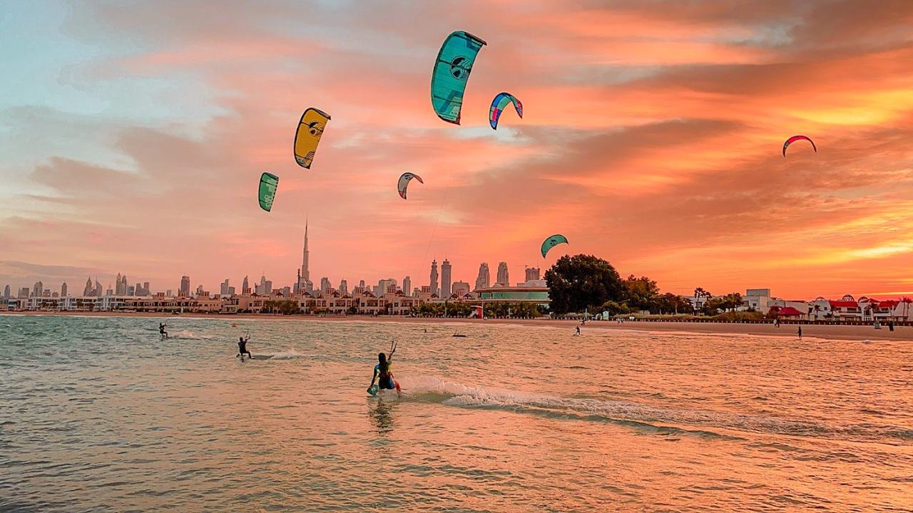 A second view of Nessnass Beach in Dubai looking along the shoreline
