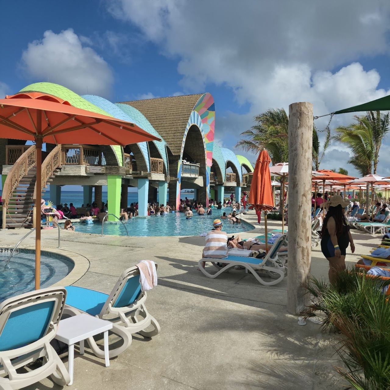 The new Royal Beach Club with pools and white sand on Paradise Island in the Bahamas