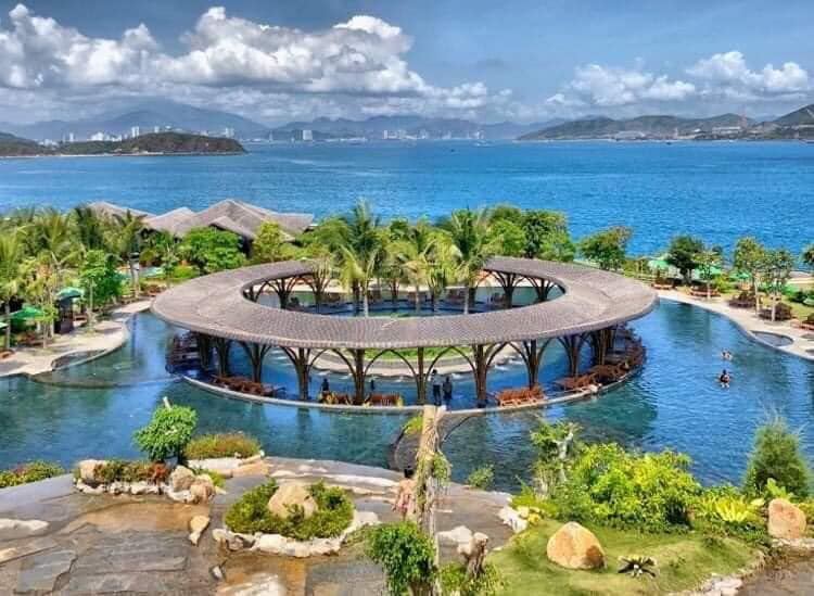 A sheltered island beach with calm clear water near Nha Trang in Vietnam, suited to a quiet couples day