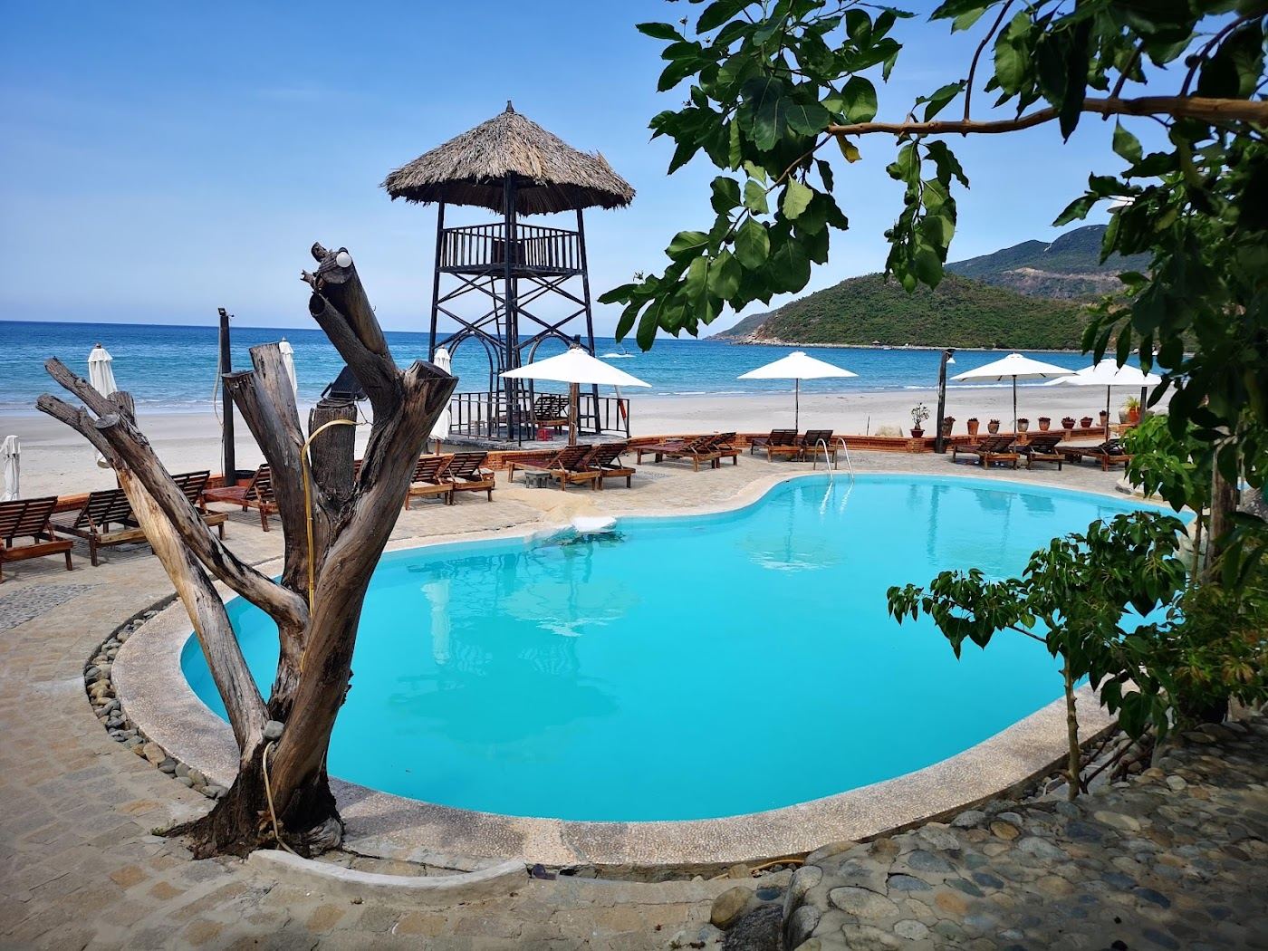 A quiet, remote stretch of sand and clear sea on the coast near Nha Trang in Vietnam