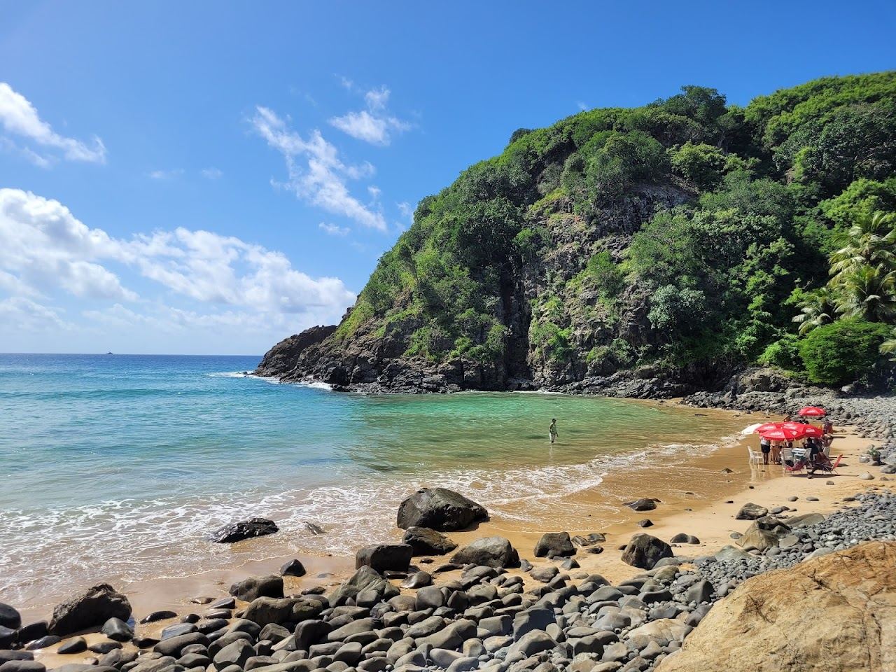 The town beach at Praia do Cachorro below the village in Fernando de Noronha
