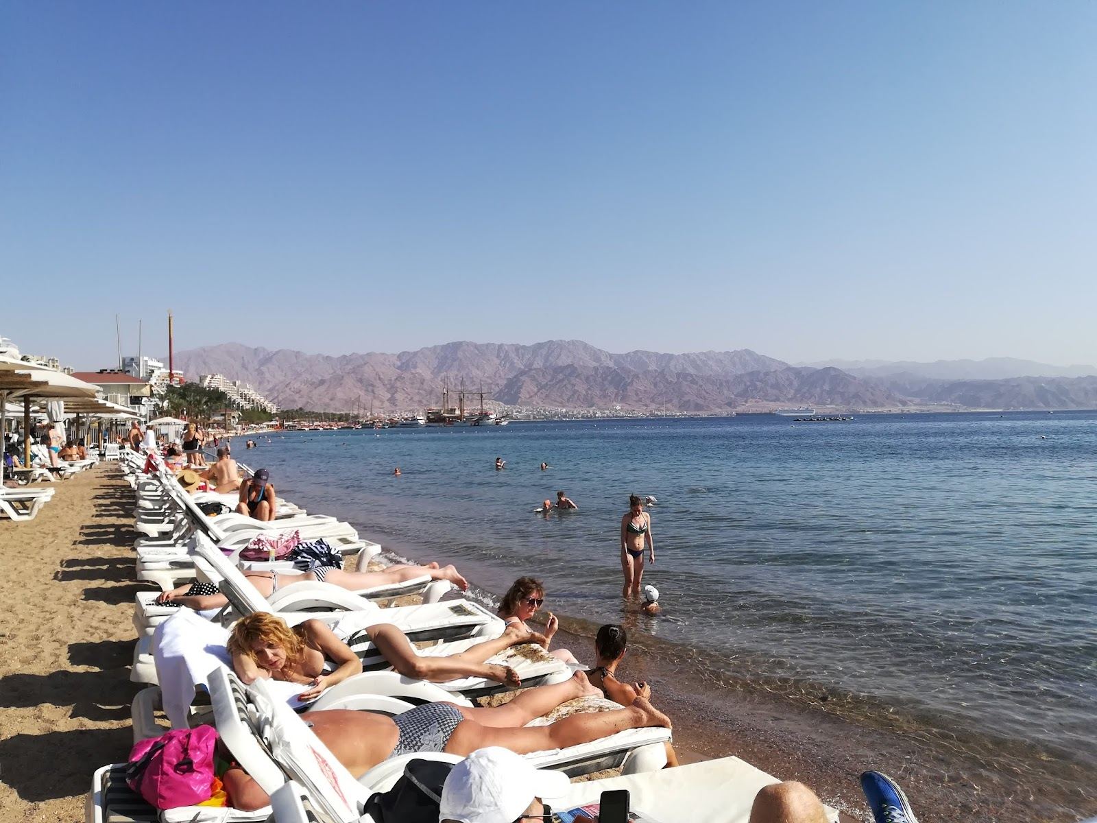 The hotels and central bay at North Beach in Eilat