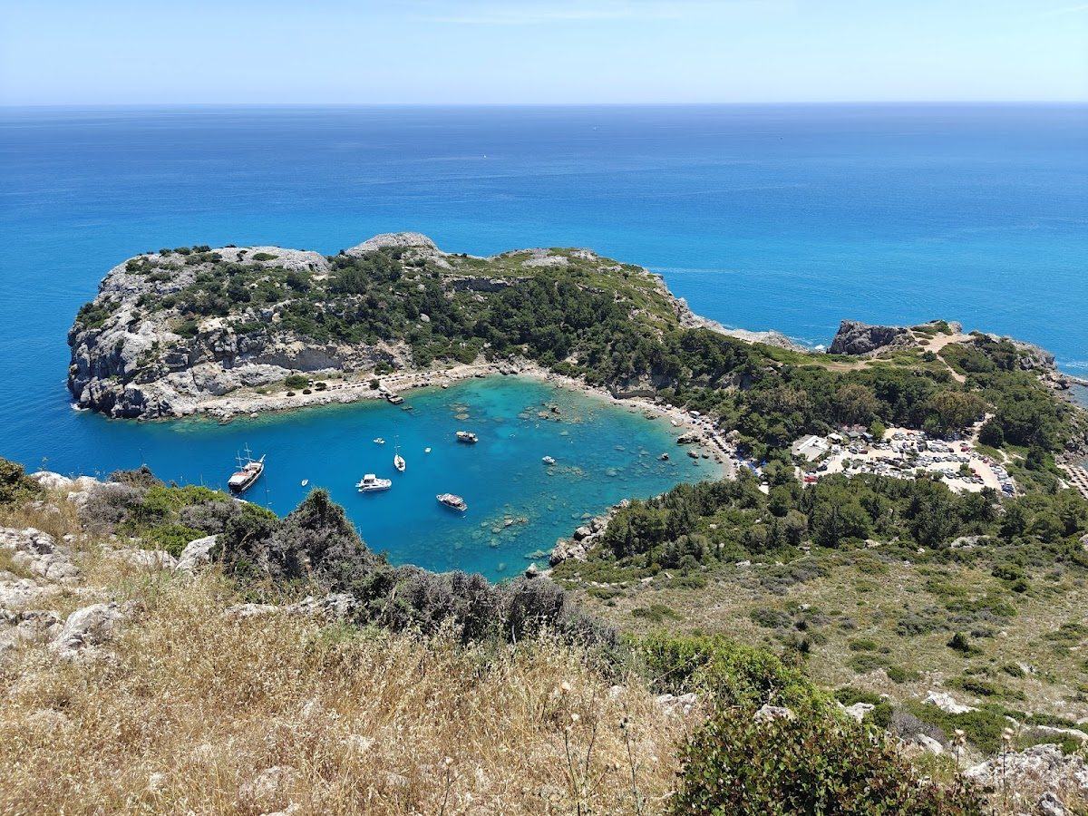 Rocky cove and clear water at Anthony Quinn Bay Rhodes
